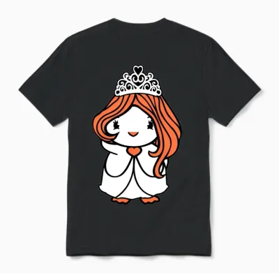 Bird Princess Queen Lady Woman Dress Crown Sweet Unisex T-Shirt - Black