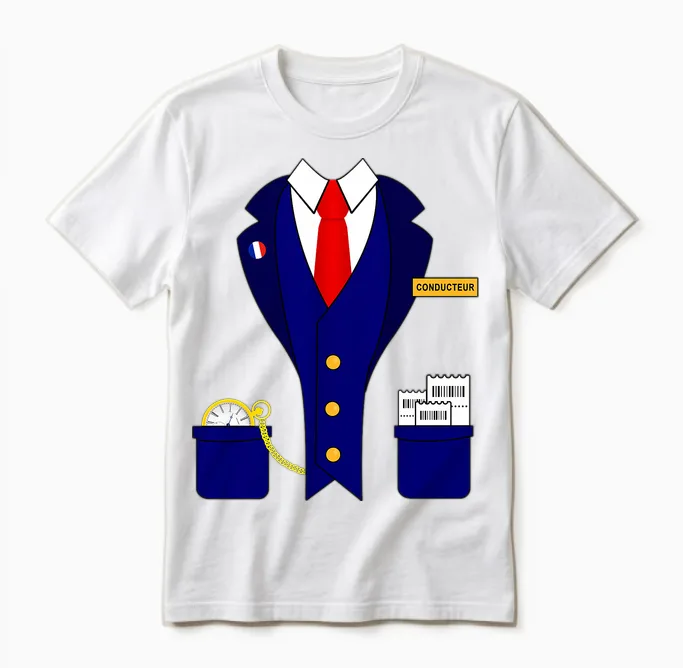 Costume Conducteur Train Locomotive Chemin De Fer Miniature T-Shirt Haut De Gamme Unisex T-Shirt in White