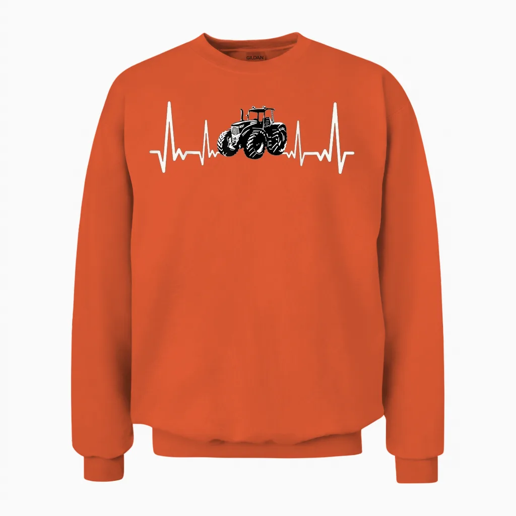 Herzschlag Traktor Trecker Landwirt Bauer Ekg Geschenk Bauer Unisex Sweatshirt in Orange