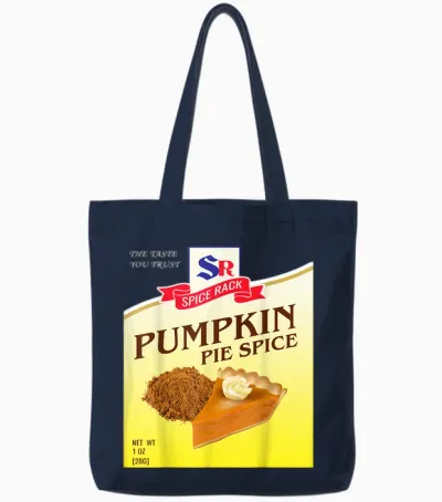 Pumpkin Pie Spice Halloween Costume Unique Fun Foodie Tote Bags - Navy
