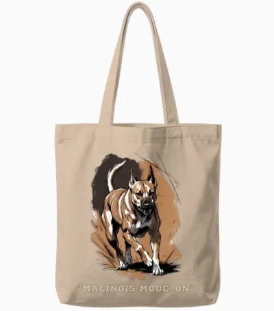 Belgian Malinois No off Switch Athletic Dog Tote Bags - Natural