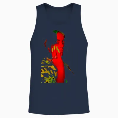 Official Billie Eilish Red Photo Neon Black Unisex Tank Top - Navy