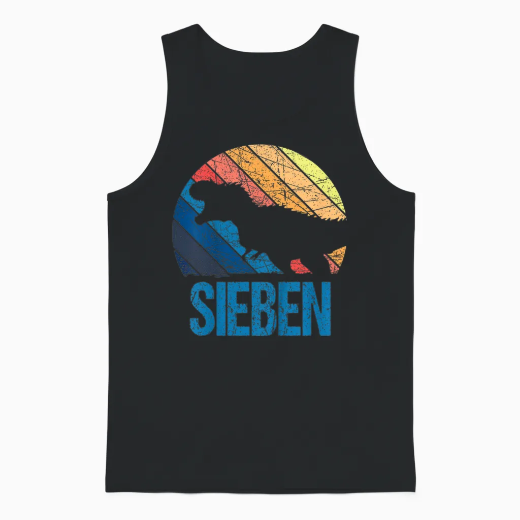 Dino 7 Jahre | Dinosaurier | 7. Geburtstag Junge Dino-Fan Unisex Tank Top in Black