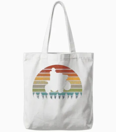 Retro Quad Bike Atv Tote Bags - White