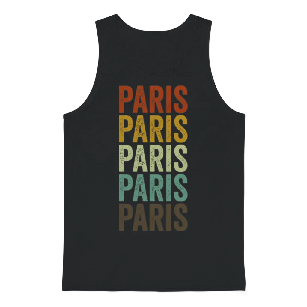 Paris France Retro Vintage Unisex Tank Top - Black