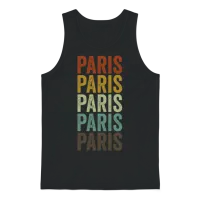 Paris France Retro Vintage Unisex Tank Top - Black – 1
