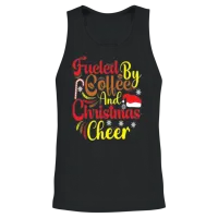Fueled by Coffee and Christmas Cheer Unisex Tank Top - Black – 2