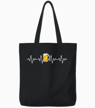 Bier-Herzschlag-Lustiges Design Tote Bags - Black