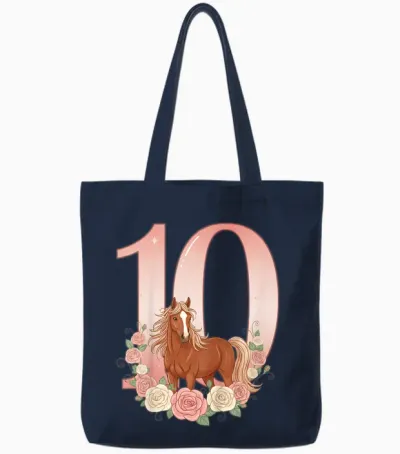 10e Anniversaire, Fille, Cheval, Poney | 10 Ans Anniversaire De Fille Tote Bags - Navy