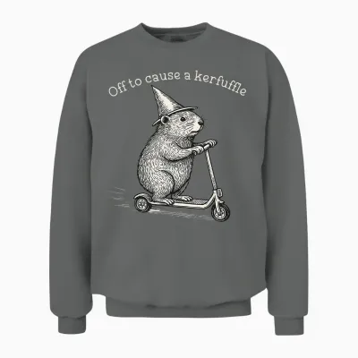 Whimsical Capy Wizard off to Cause a Kerfuffle Meme Capybara Unisex Sweatshirt - Graphite Heather