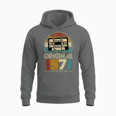 1971 Vintage Birthday Retro Vintage Men's Women's Gift T-Shirt, Black Unisex Hoodie - Graphite Heather