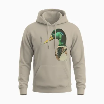 Mallard Smoking Cigarette Meme Funny Mallard Duck Hunting Unisex Hoodie - Sand