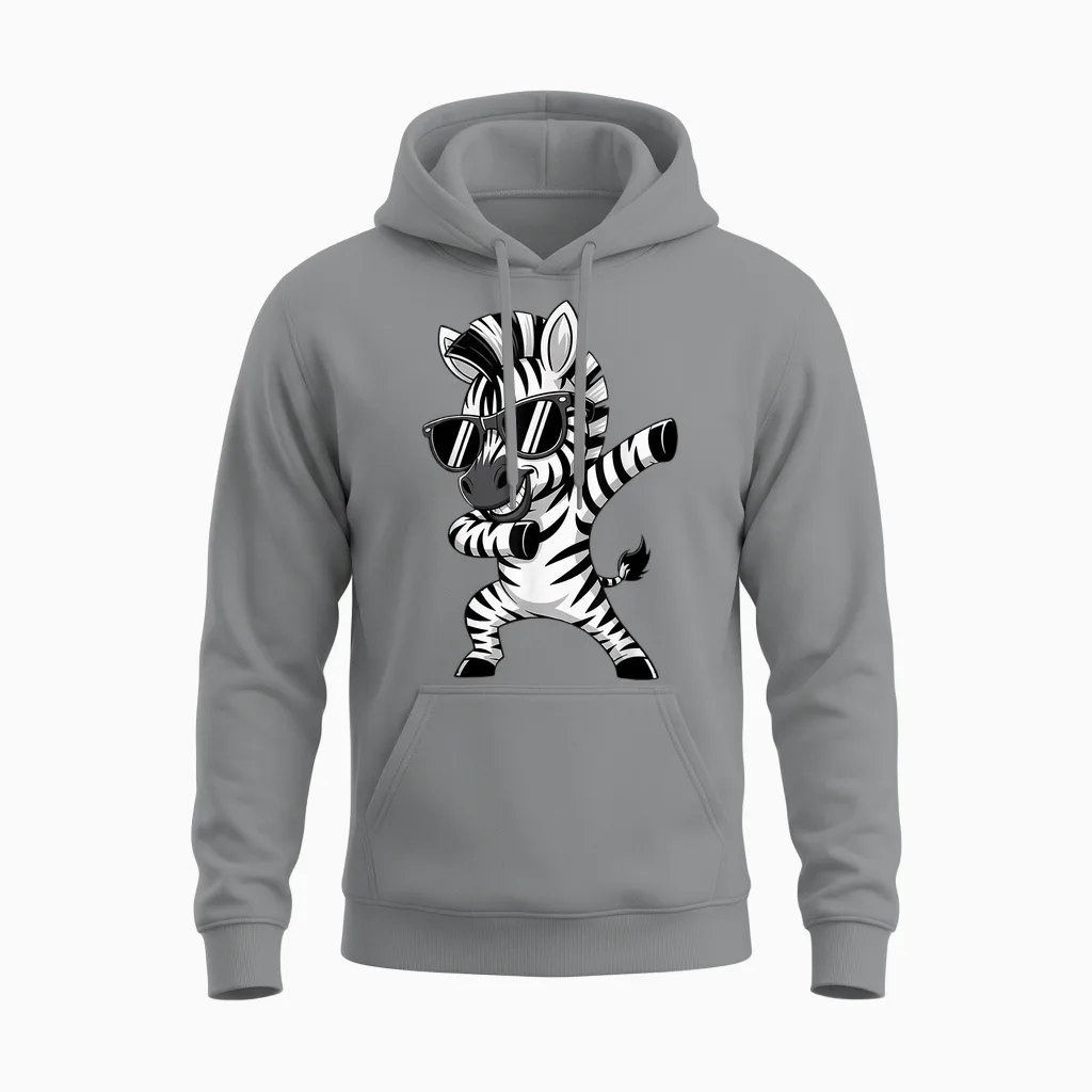 Cute Dabbing Zebra Clothes Kids Toddler Boys Animal Print Unisex Hoodie in Sport Grey