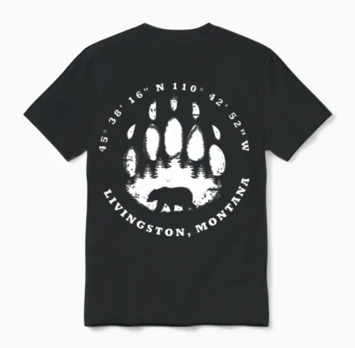 Bear in the Forest Hiking Outdoor Unisex T-Shirt in Black