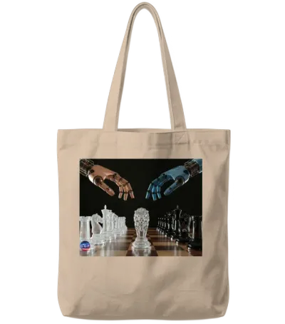 Crystal Robotic Chess Clash Tote Bags - Natural