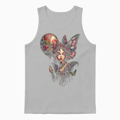 Fairy Portrait Woman Mythical Pattern Fantasy Art Fairy Unisex Tank Top - Ash
