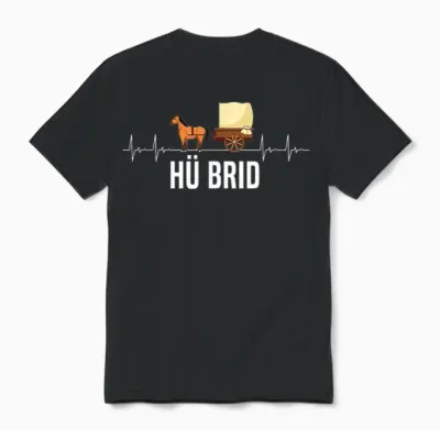 Hü Brid Pferd Kutsche Hybrid Reiten Lustig Herzschlag Unisex T-Shirt - Black