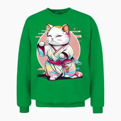 Cat Kimono Unisex Sweatshirt - Irish Green