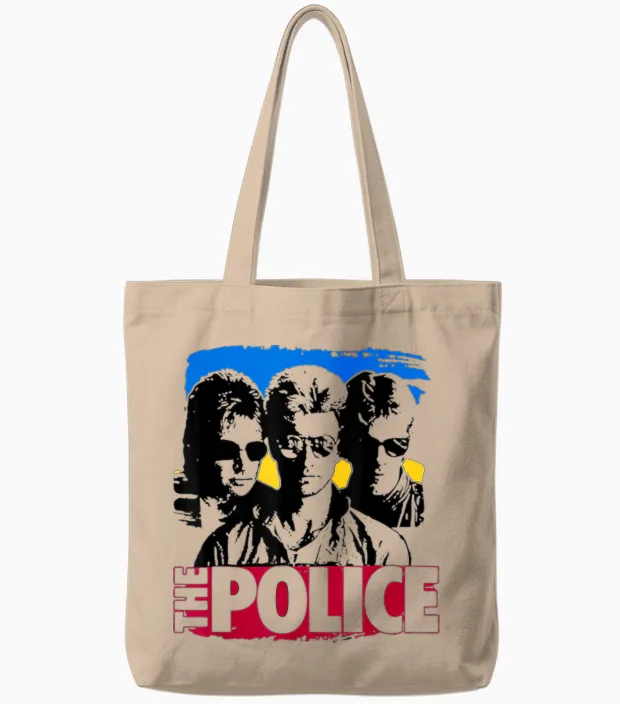 Officiel the Police Sunglasses Artwork Tote Bags in Natural