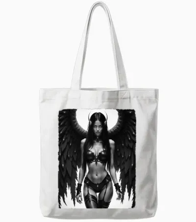 Sexy Angel Girl Sur T-Shirt - Fallen Angel Battle Ready Manche Longue Tote Bags - White