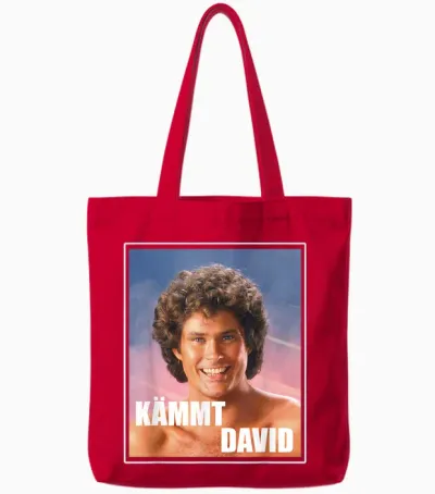 Kämmt David - Funny Satire Saying Serial Junkies Hairdresser T-Shirt, Black Tote Bags - Red