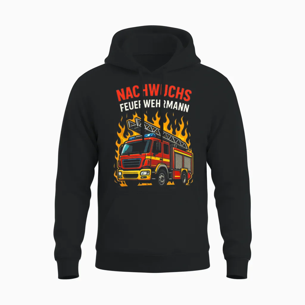T-Shirt with German Text "nachwuchs Feuerwehrmann - Feuerwehr Unisex Hoodie in Black