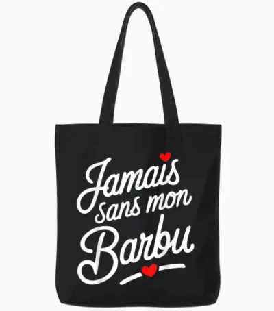 Jamais Sans Mon Barbu Amoureux Couple Humour Saint Valentin Tote Bags - Black