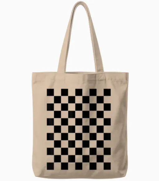 Motif Damier Noir Classique Tote Bags - Natural