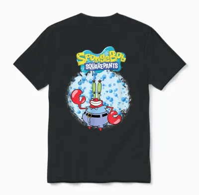 Mademark X Spongebob Squarepants - Original Spongebob Square Pants - Mr. Krabs with Bubbles Unisex T-Shirt - Black