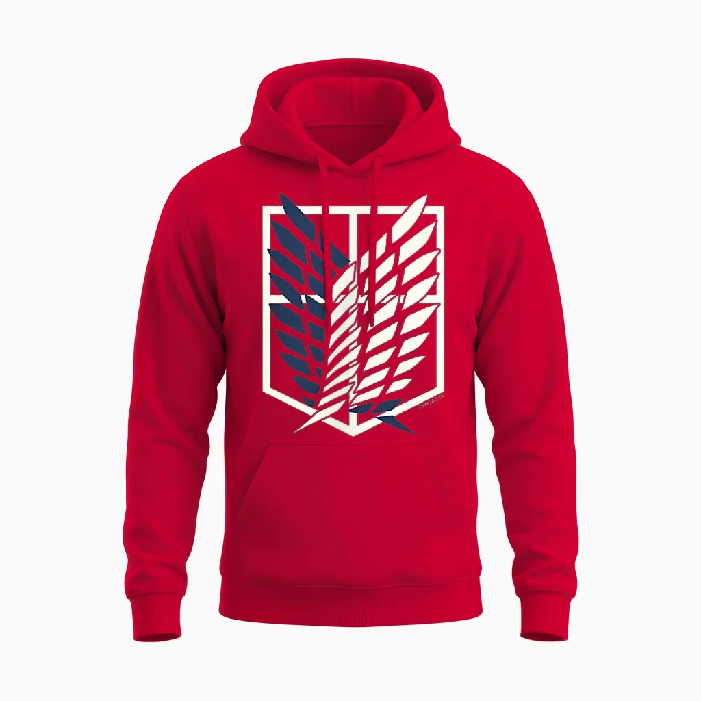 Attack on Titan Small Scout Regiment Shield Chest Anime Unisex Hoodie in Red