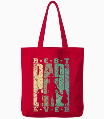 Papa Von Drei Mädchen Vatertag Retro Vater Mit 3 Töchtern Tote Bags - Red