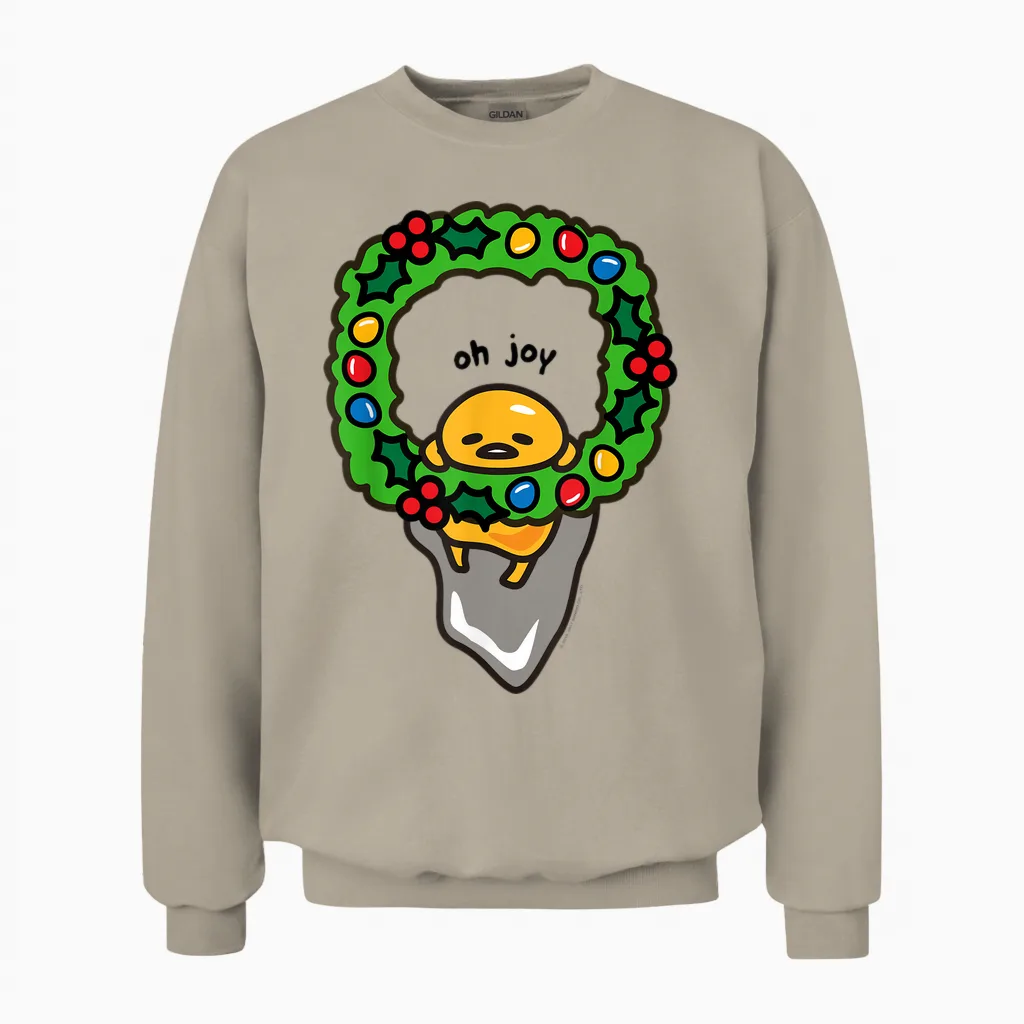 Gudetama Christmas Wreath Unisex Sweatshirt in Sand