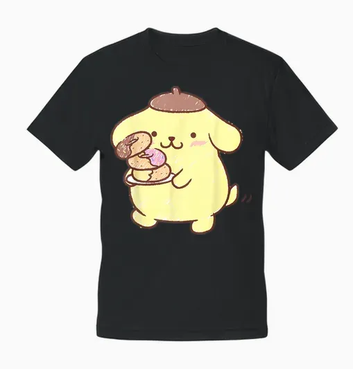 Pompompurin Donuts Unisex T-Shirt - Black