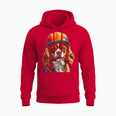 Cavalier Charles Spaniel Snapback Graphic Unisex Hoodie - Red