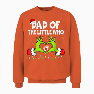 Dad of the Little Who Funny Christmas Pregnancy Announcement Unisex Sweatshirt - Orange