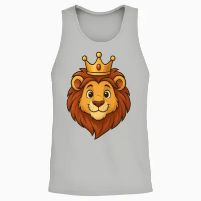 Crowned Lion Cartoon Unisex Tank Top - Ash