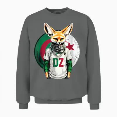 Fennec Algerian Flag Football Gift Jersey Dz Unisex Sweatshirt - Graphite Heather