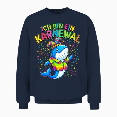 Fasching Ich Bin Ein Karneval 2026 Whale Costume Men's Funny Unisex Sweatshirt - Navy