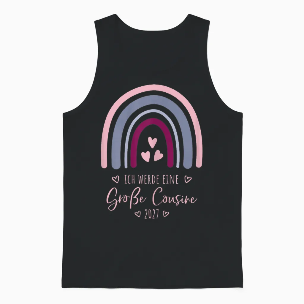Ich Werde Eine Große Cousine 2027 Regenbogen Kinder Unisex Tank Top in Black