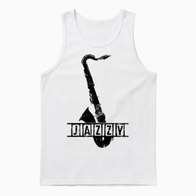 Jazz Saxophone Retro Unisex Tank Top - White