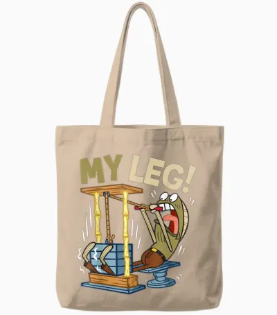 Mademark X Spongebob Squarepants - My Leg Legs Day Weight Lifting Bodybuilding Spongebob Gym Tote Bags - Natural