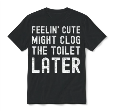 Feelin' Cute Might Clog the Toilet Later Funny Unisex T-Shirt - Black