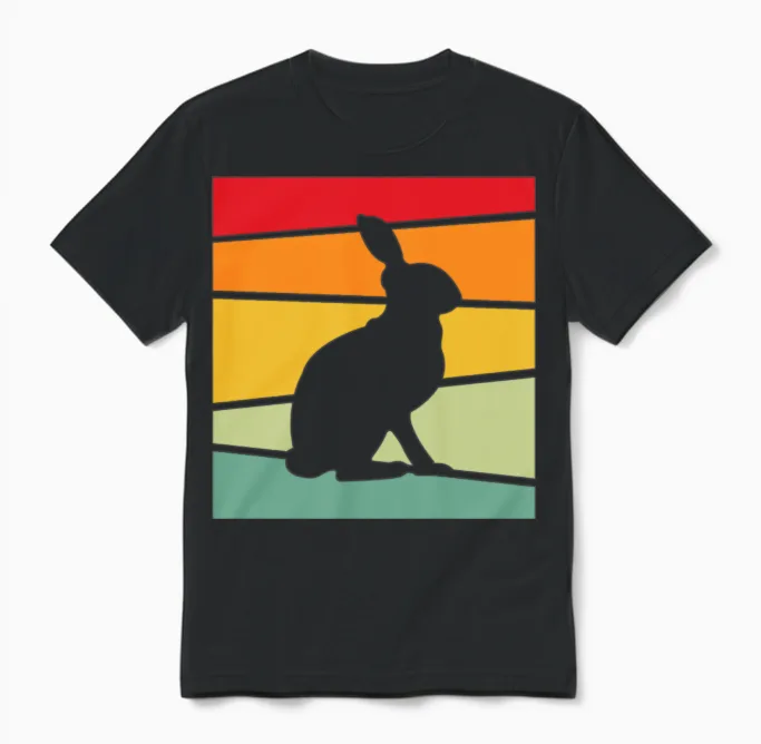 Rabbit Retro Unisex T-Shirt in Black