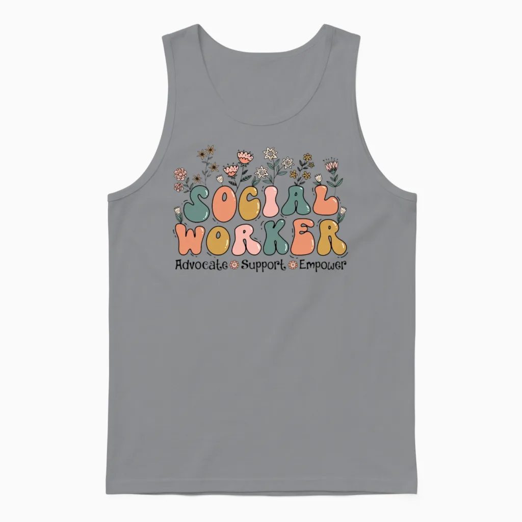 Social Worker Floral Retro & Botanical Gift Unisex Tank Top - Sport Grey