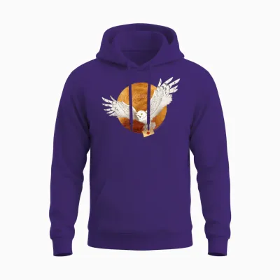 Harry Potter Hedwig Moon T-Shirt, Black Unisex Hoodie - Purple
