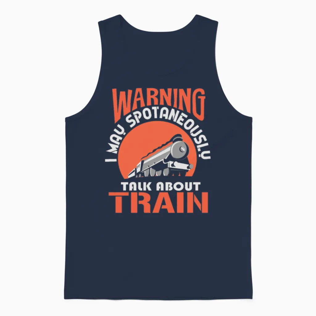 Train Railway Railroad Trains Puns Saying Unisex Tank Top in Navy