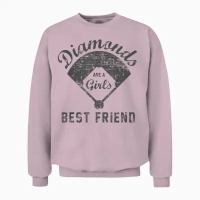 Diamonds Are a Girl's Best Friend Shirt Softball Mom Gift Unisex Sweatshirt - Light Pink