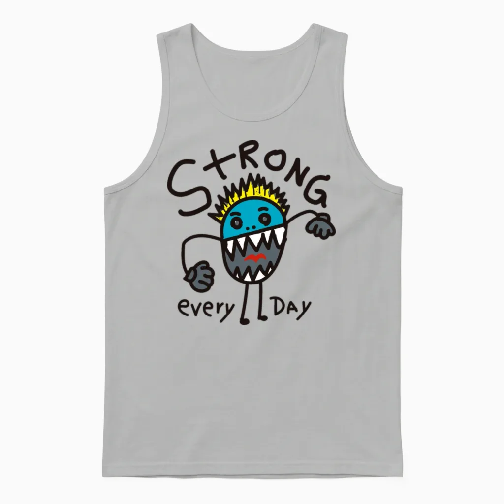 Funny Monster Cartoon Unisex Tank Top in Ash