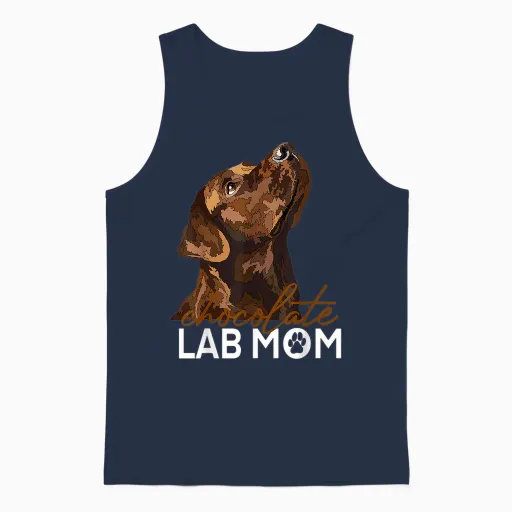 Chocolate Lab Maman Labrador Retriever Brown T-Shirt, Black, S Unisex Tank Top in Navy