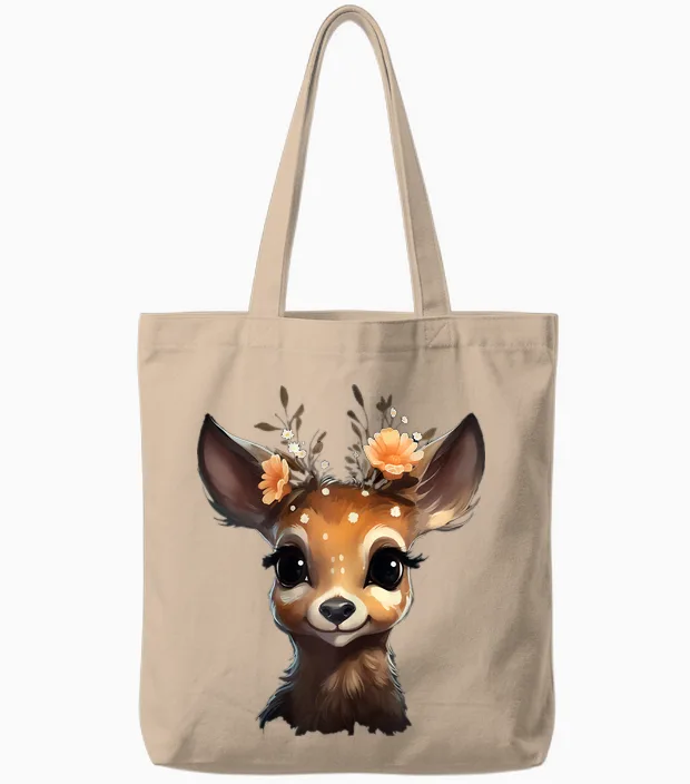 Deer Deer T-Shirt Women's Costume Shirt Dirndl Shirt Costume T-Shirt, Black Tote Bags in Natural